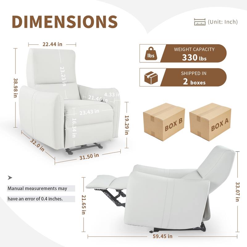Wall Hugger Power Recliner Chair with USB Port, Electric Reclining Armchair for Small Spaces, PU Leather Sofa for Living Room