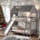 preview thumbnail 1 of 46, Twin Over Twin Bunk Bed Wood Bed with Slide and Ladder