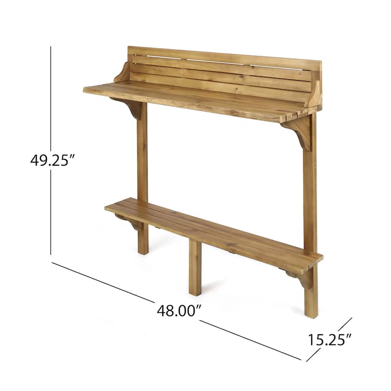 Caribbean Outdoor Acacia Balcony Bar Table by Christopher Knight Home - 48.00"L x 16.50"W x 49.75"H