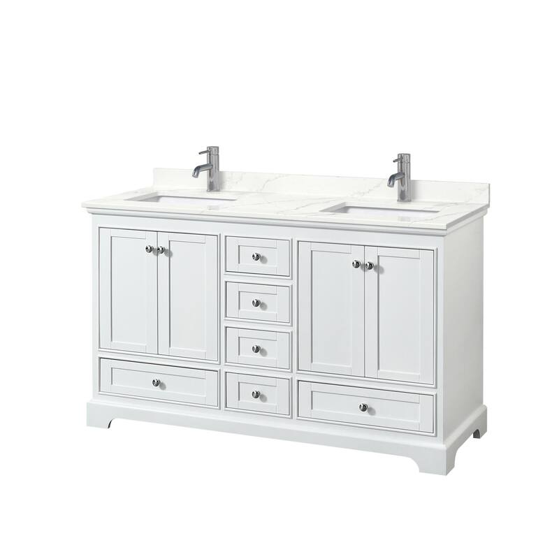 Wyndham Collection WCS202060D-QTZ-UNSMXX Deborah 60" Free Standing - White / Giotto Quartz Top / Polished Chrome