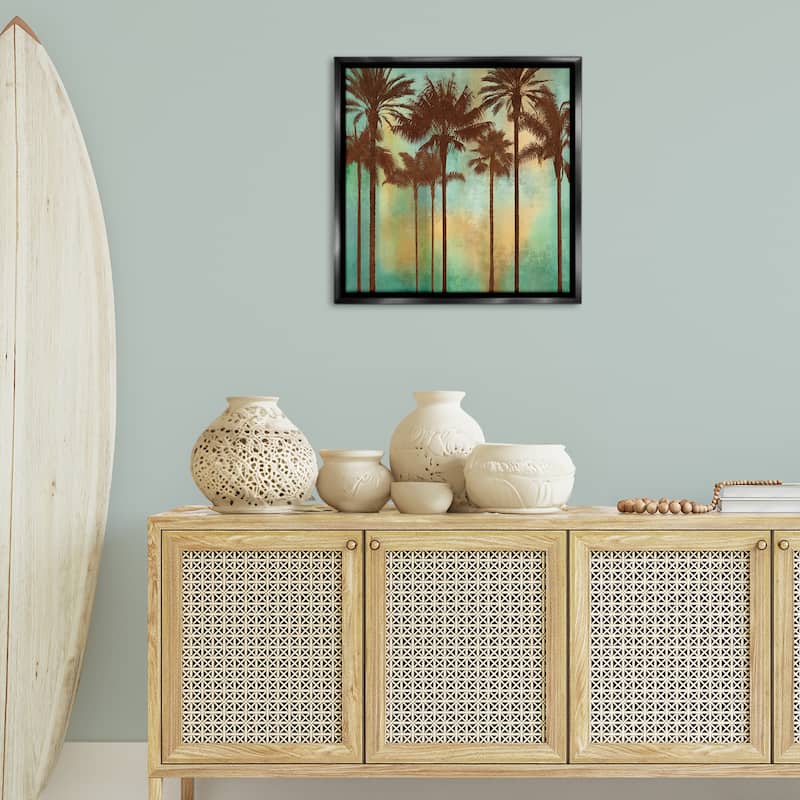Stupell Palm Trees over Gradient Framed Floater Canvas Wall Art Design By John Seba