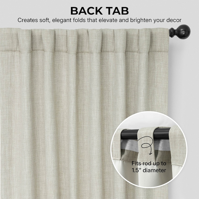 Exclusive Fabrics Textured Faux Linen Room Darkening Curtains for Bedroom & Living Room Curtains (1 Panel)