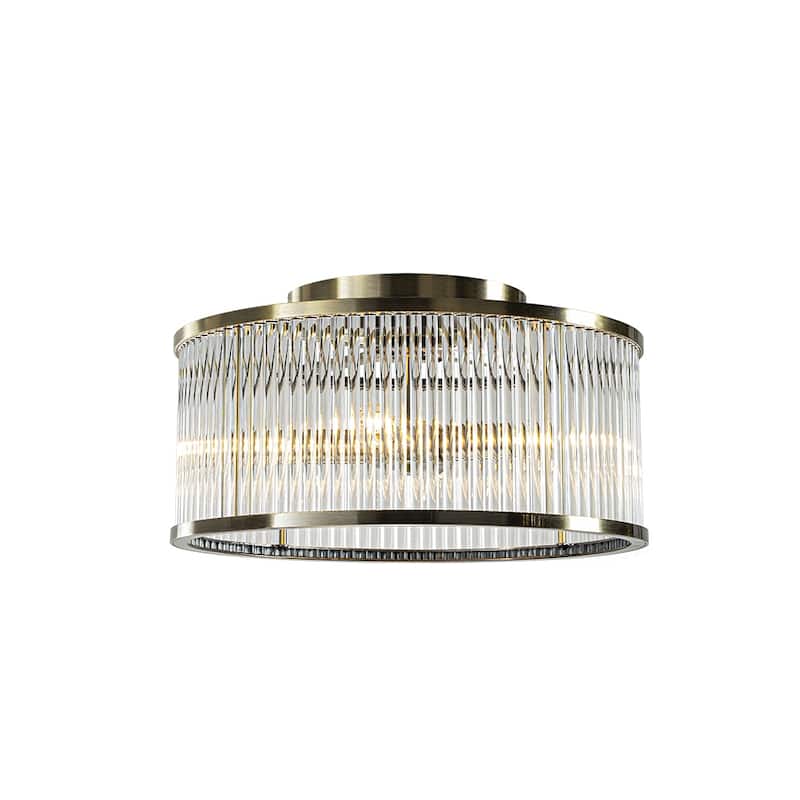 Modern Glam Black / Antique Bronze 4/10-Light Glass Drum Flush Mount Contemporary Ceiling Light For Living Room Entryway