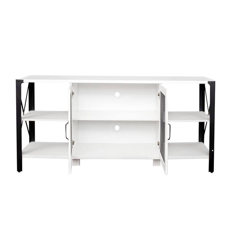 GDF Studio - Aishley Industrial Farmhouse 70.87" Wide TV Stand with Metal Frame and Open Storage Shelves
