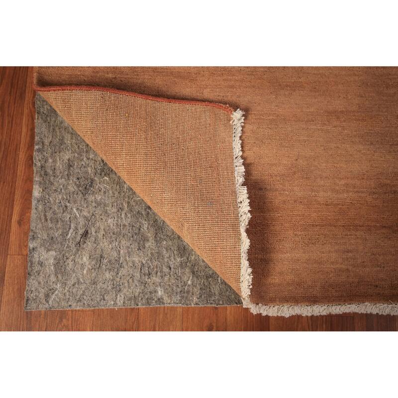 Gabbeh Modern Area Rug Handmade Brown Wool Carpet - 6'8" x 9'8"