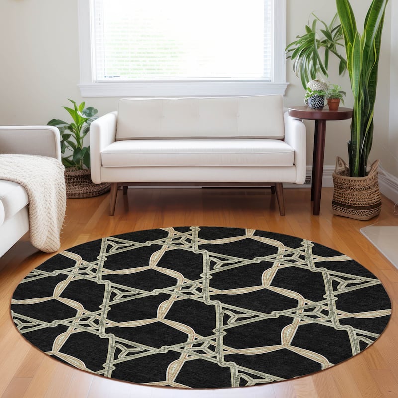 Machine Washable Indoor/ Outdoor Transitional Links Chantille Rug