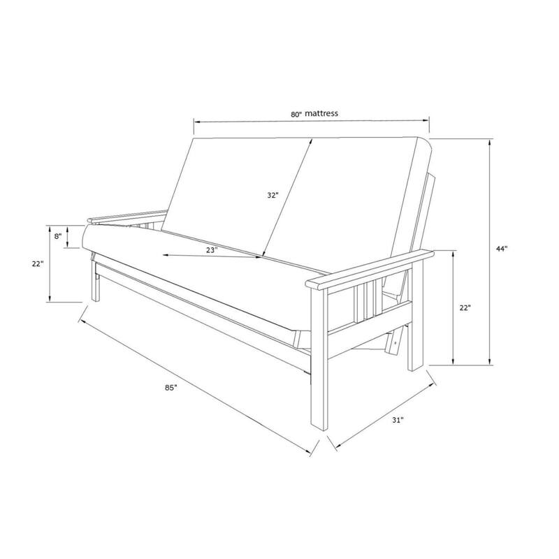 85 in. Espresso/Suede Navy Polyester Upholstered Queen Size Futon Set with Mattress