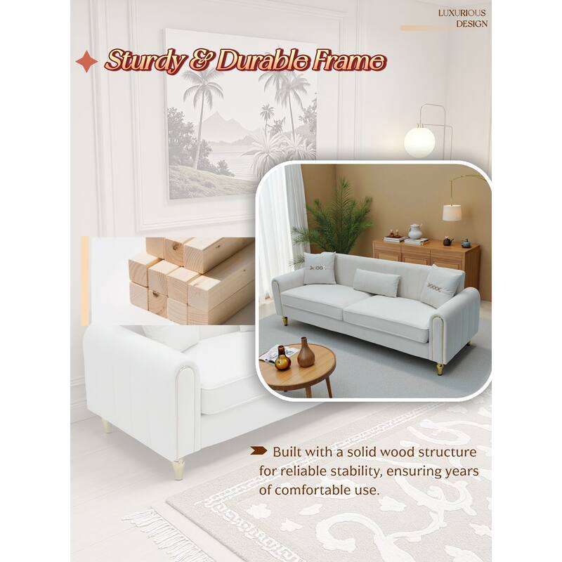 87.4" Luxury Loveseat Sofa with Metal Legs, Round Arms