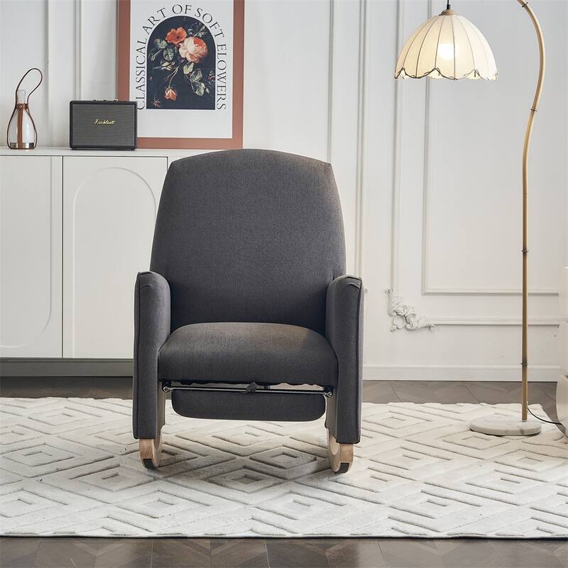 Teddy Fabric Nursery Rocking Chair With Adjustable Footrest - Dark Gray