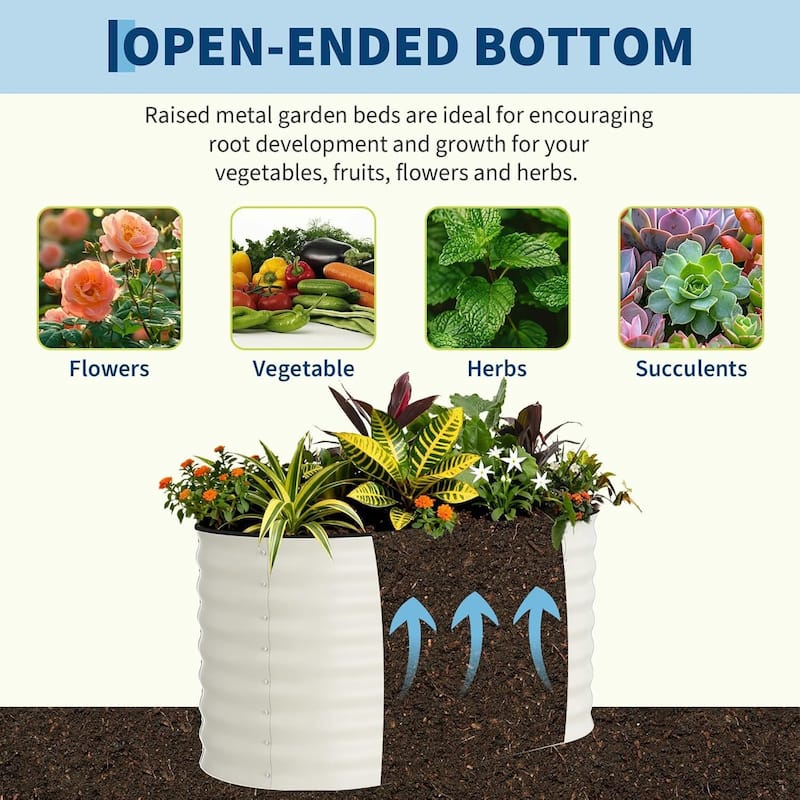 2 PCS 4x2x2 FT Galvanized Steel Raised Garden Bed, Planter for Vegetables, Flowers with Anti-Cut Strips - N/A