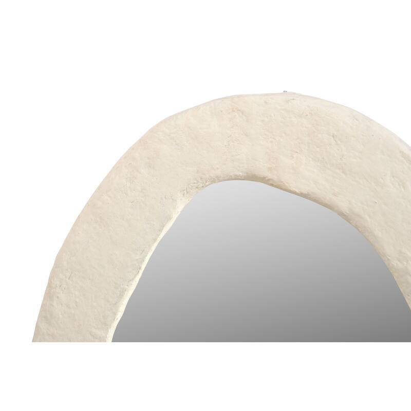 Paper Mache Off-White Round Mirror