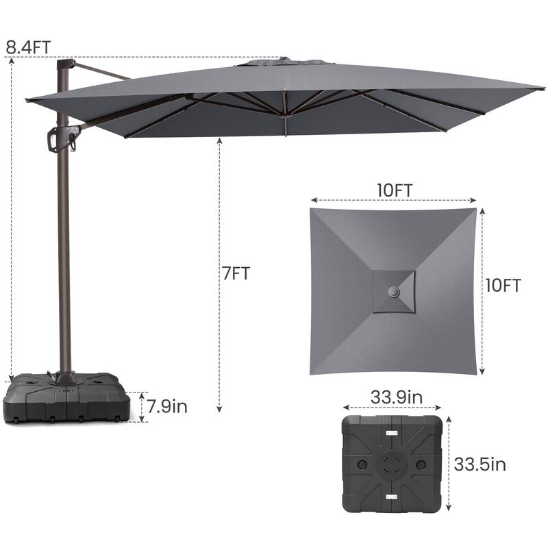 Crestlive Products Outdoor 10ft Patio Cantilever Offset Umbrella with Base