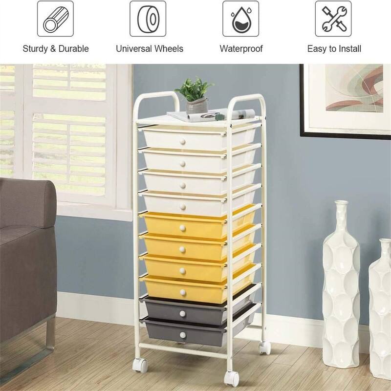 10-Drawer Organizer Cart - 15"D x 13"W x 34"H