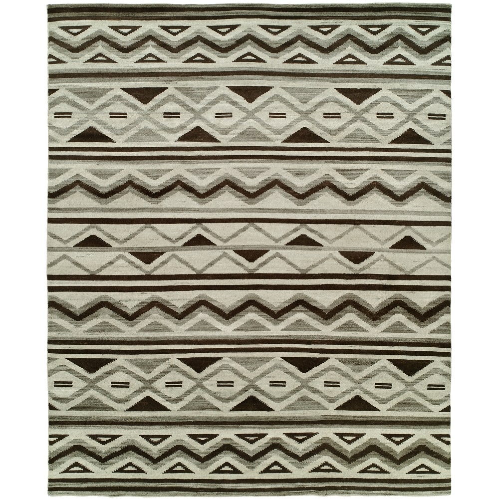 Traditional Grey Hand-Knotted Wool Area Rug