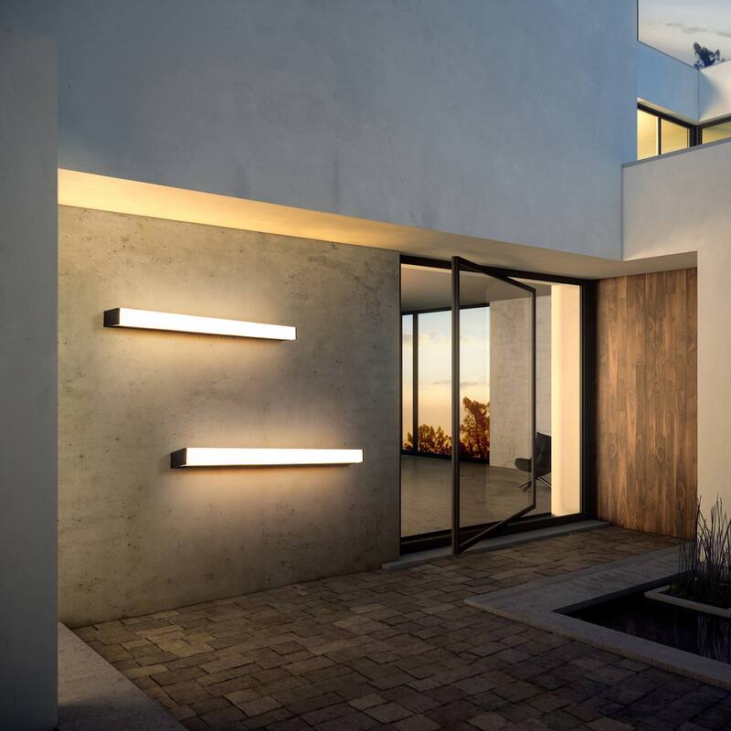 39.3 in. Modern Linear Long Strip LED Wall Sconce Black Outdoor Wall Lights/Flush Mount Patio Lights