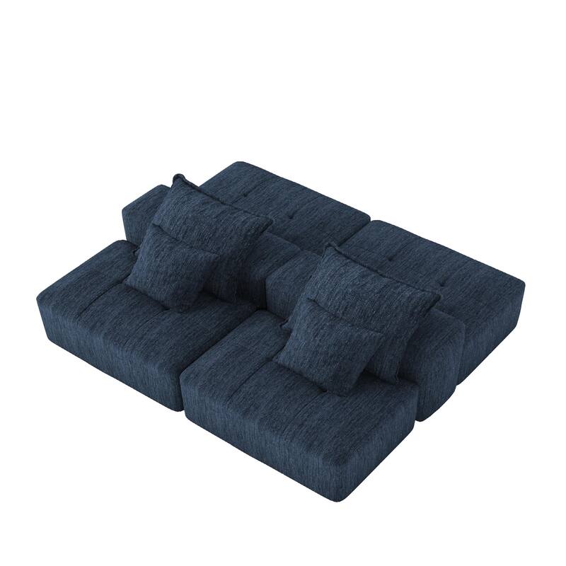 Modern Oversized Modular Chenille Sectional Sofa with 2 Ottomans and 2 Seat, 4 Pillows for Living Room