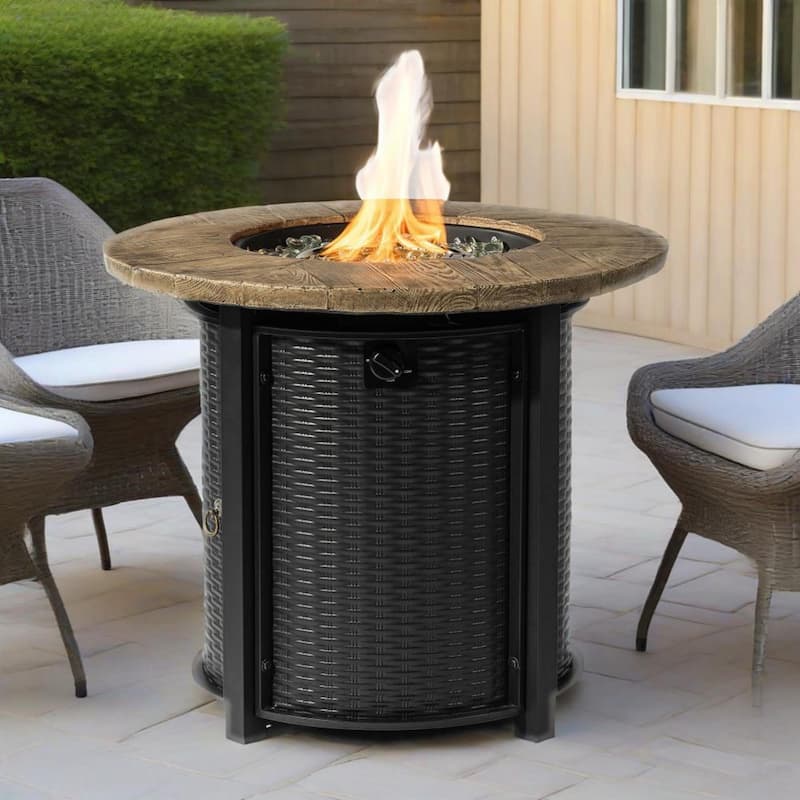 30" Propane Gas Fire Pit Round Steel Table with 50000 BTU
