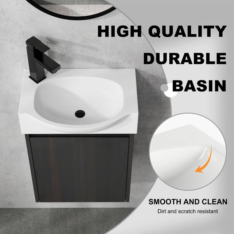 Bathroom Vanity With Sink In 16/20/24/30/36 Inch, Floating Bathroom Vanity With Soft Close Door