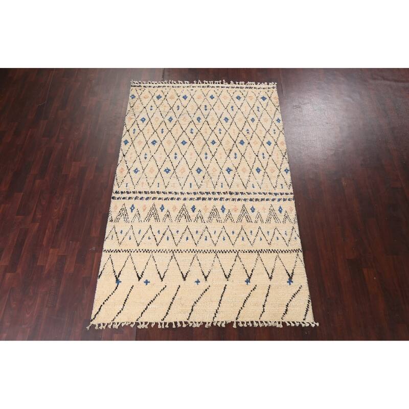 Trellis Moroccan Oriental Wool Area Rug Hand-knotted Decorative Carpet - 5'11" x 9'5"
