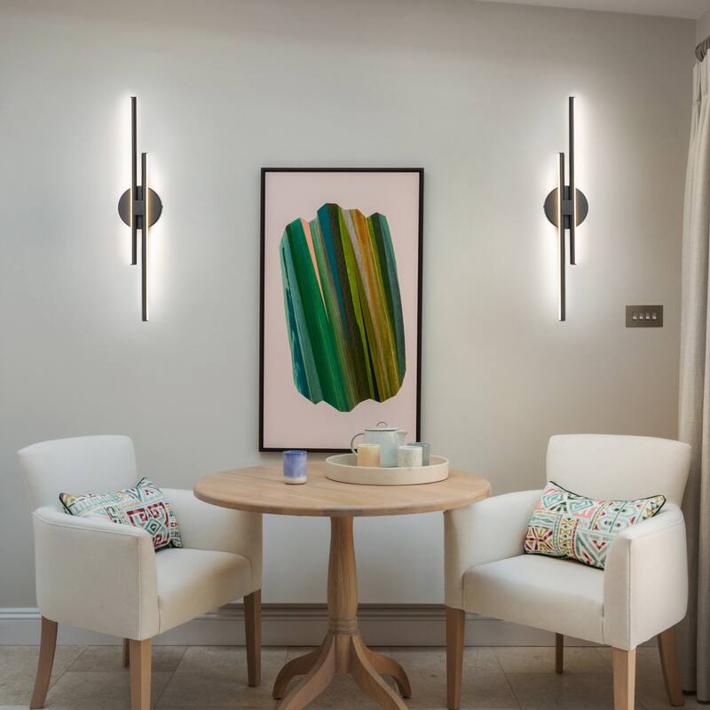 Minimalist 2-Light Dimmable LED Vanity Light Linear Metal Wall Sconce