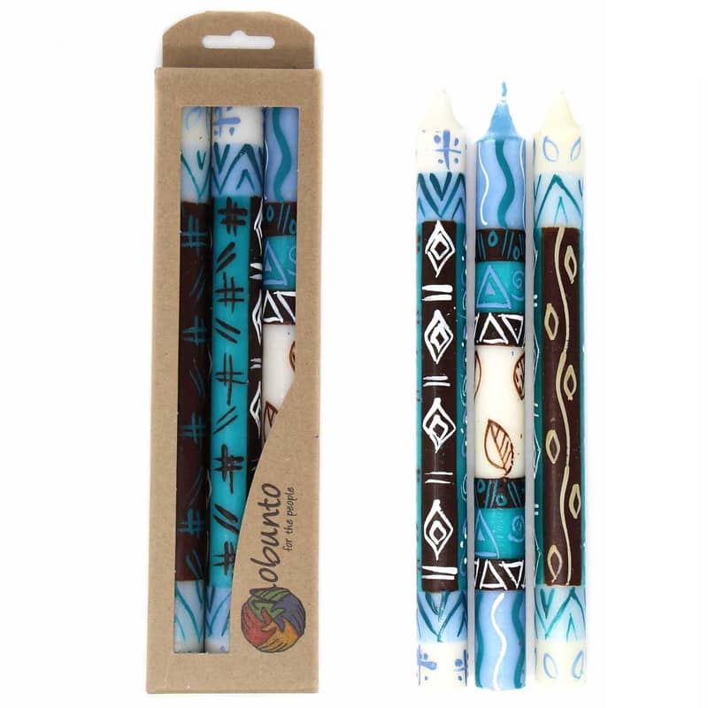 Handmade Taper Dinner Candles Maji Design (Set of 3) (South Africa)