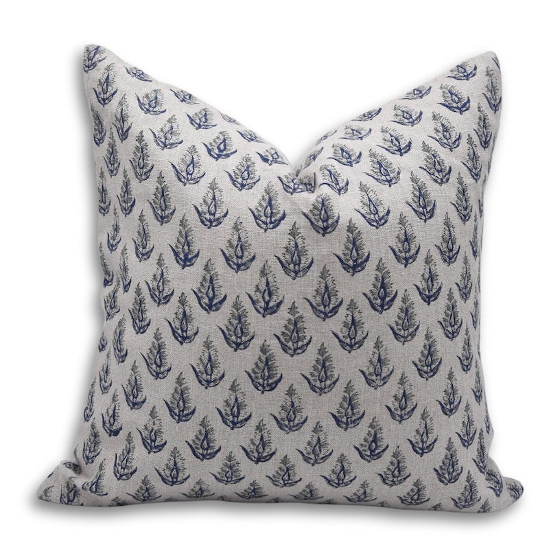 Linen Square Block print pillow Cover - Kanakbuta - Pillow Covers - 14" x 20"