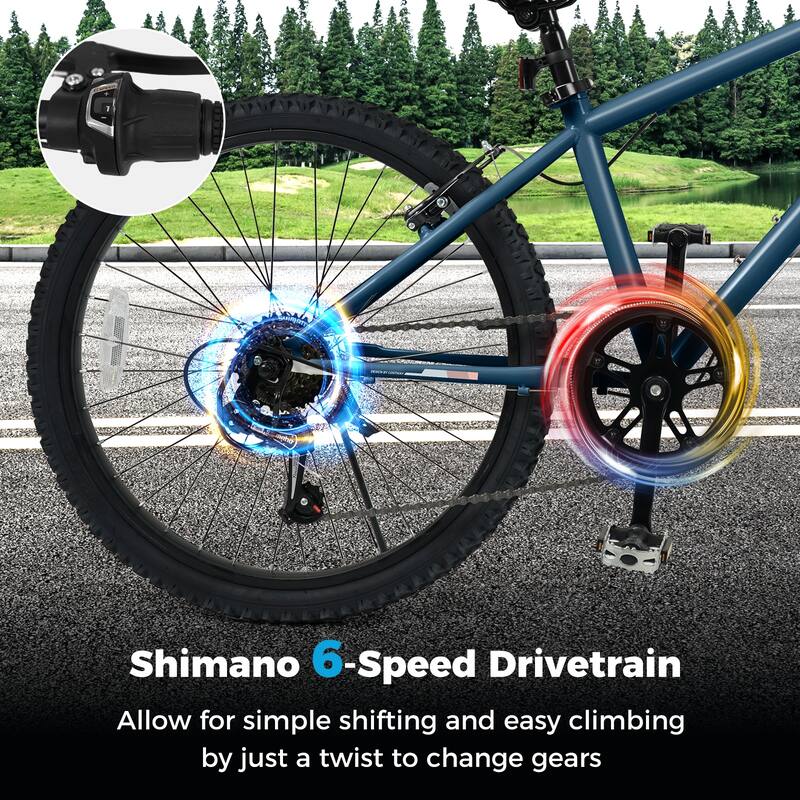 Metal Plastic Kids Mountain Bike with 6-Speed Shimano and Front Suspension