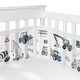 preview thumbnail 1 of 4, Green Blue Construction Truck Boy Sweet Jojo Designs + BreathableBaby Breathable Mesh Crib Liner Tire Tracks