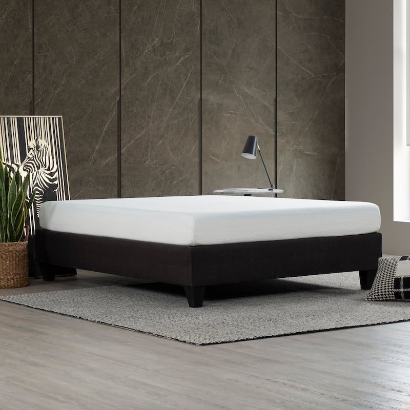 Twin XL Size Platform Bed Frame with Upholstered Foundation and Adjustable Height
