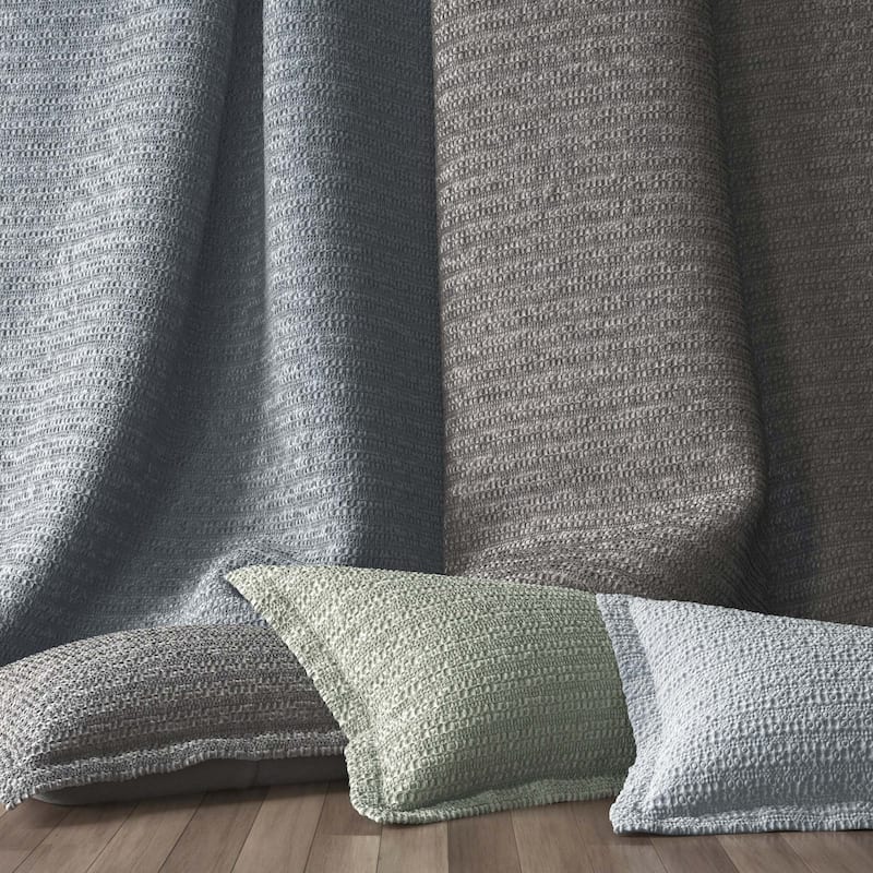 Linery & Co. Cotton Reversible Waffle Weave / Percale Duvet Cover Set