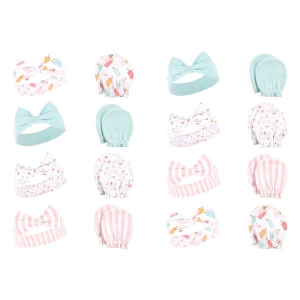 slide 1 of 1, Hudson Baby Infant Girl 16Pc Headband and Scratch Mitten Set, Ice Cream, 0-6 Months - Ice Cream Ice Cream - 0-6 Months