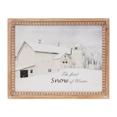Framed First Snow Barn Print 18"L