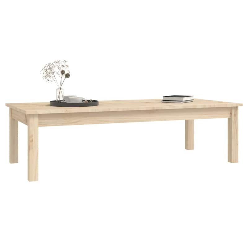 vidaXL Coffee Table Brown Solid pine wood 43.3 in x 19.7 in x 11.8 in - 19.7 in x 43.3 in x 11.8 in
