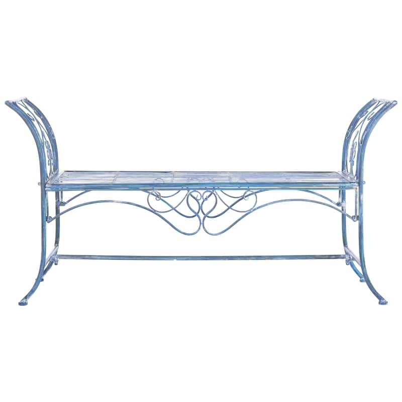 SAFAVIEH Izabella Victorian Wrought Iron 51-inch Outdoor Garden Bench - 51 In. W x 16 In. D x 27 In. H - 51Wx16Dx27H