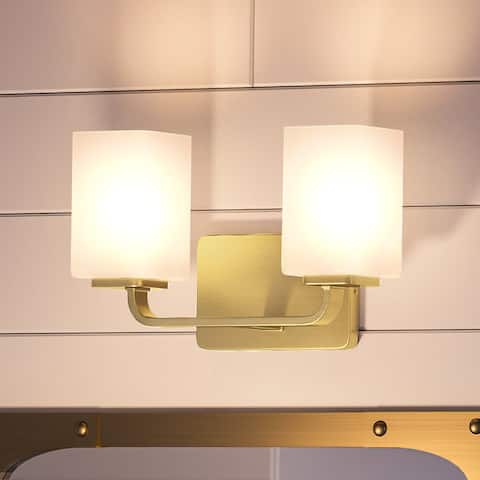 Luxury Contemporary Bath Light, 8.5"H x 13.5"W, with Modern Farmhouse Style, Satin Gold, BWP4325 by Urban Ambiance - 13.5