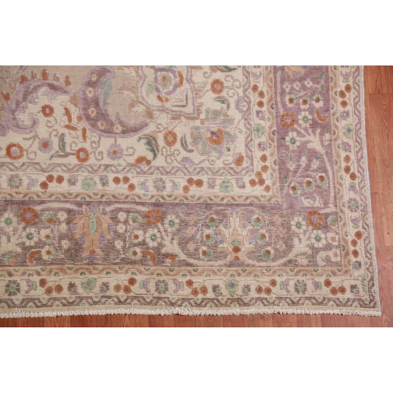 Tabriz Persian Vintage Area Rug Handmade Traditional Wool Carpet - 9'10" x 12'6"
