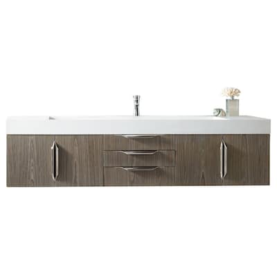 James Martin Vanities Mercer Island 72" Single Vanity, Ash Gray with Brushed Nickel Hardware