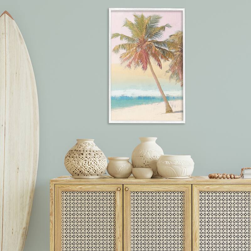Stupell Pastel Gradient Beach Scene Framed Giclee Art Design By Amber Sterling