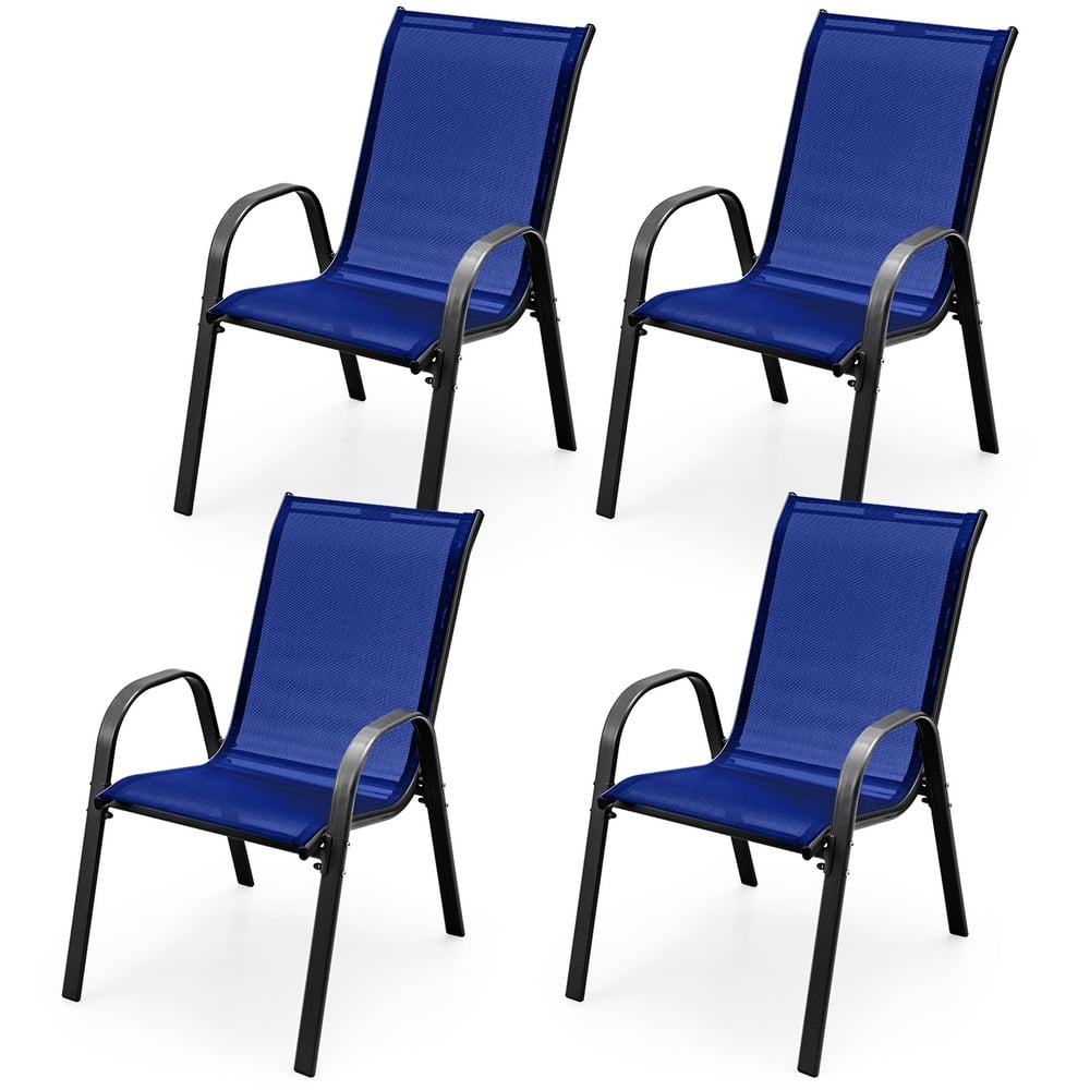 Costway Set of 4 Patio Dining Chairs Stackable Armrest Space Saving - See Details