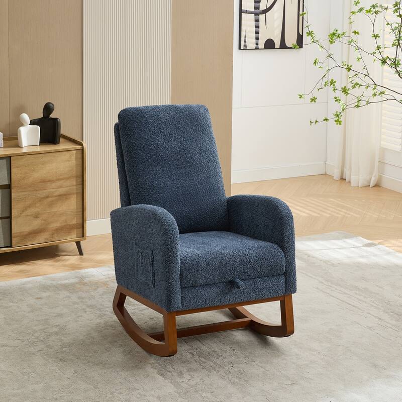 25.4" Boucle Rocking Chair with Footrest