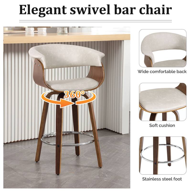 Modern Swivel Bar Stools Upholstered Counter Height Stools, Set of 2