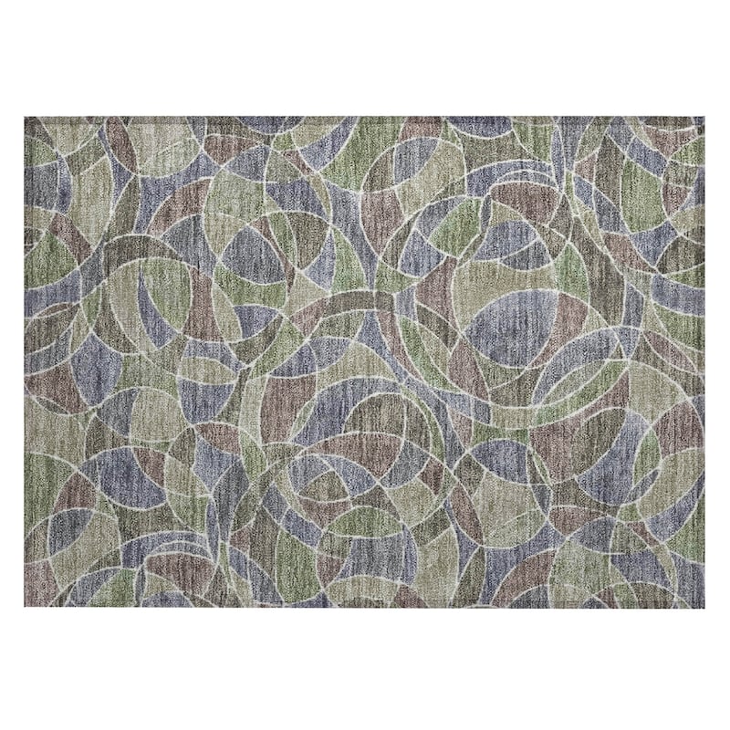 Machine Washable Indoor/Outdoor Casual Mosaic Chantille Rug