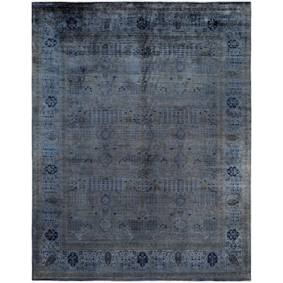 Overdyed One-of-a-Kind Hand-Knotted Area Rug - Gray - 8' 1" x 10' 3"