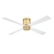 preview thumbnail 2 of 7, Fanimation Kwartet 52 inch Indoor/Outdoor Flush Mount Ceiling Fan with LED CCT Select Light Kit and Remote - Brushed Satin Brass