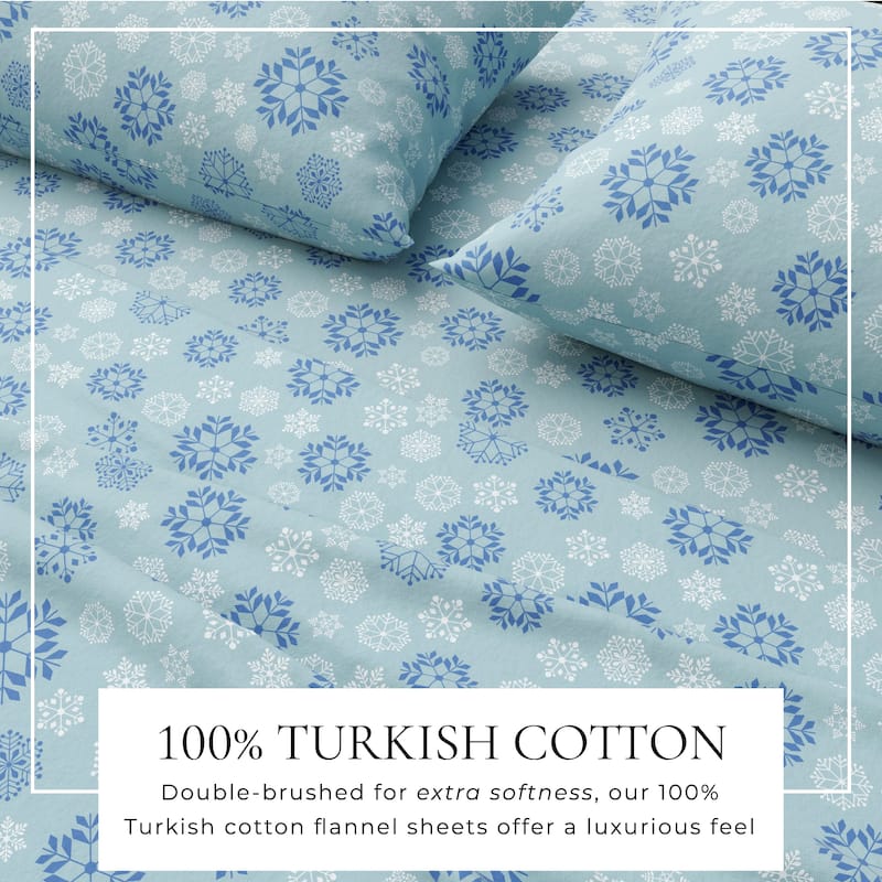 Linery & Co. Ultra-Soft Turkish Cotton Flannel Christmas Print Sheet Set