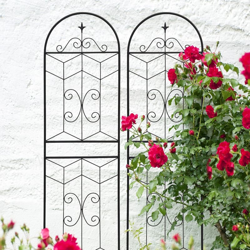 4 Pack Metal Garden Trellis Rustproof Trellis for Climbing Plants Outdoor Flower Support Black
