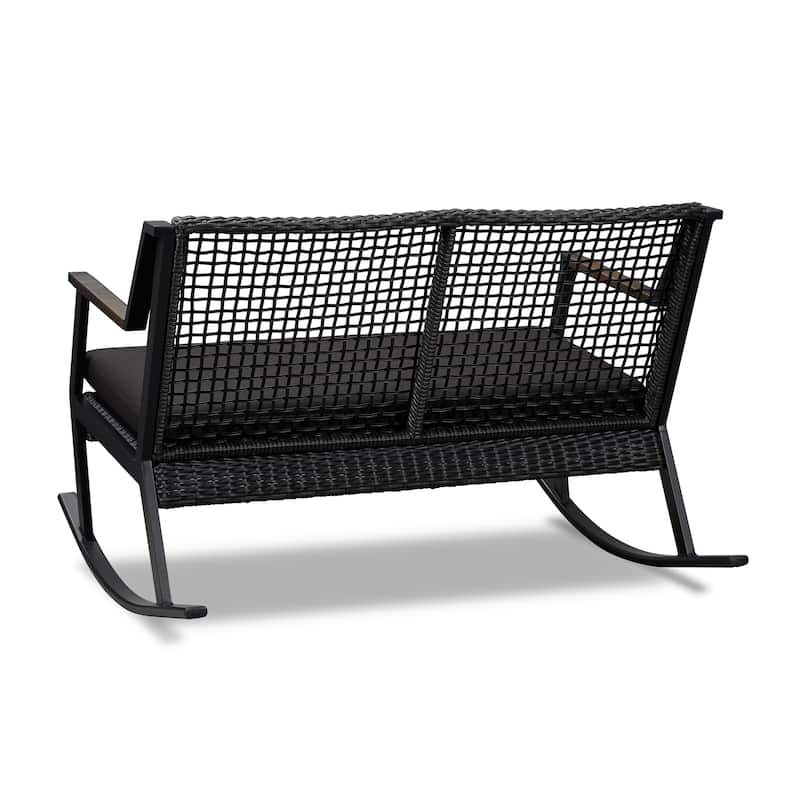 Calvin 46.5" Two Seat Rocker in Black by Real Flame - 46.5L x 37W x 31H