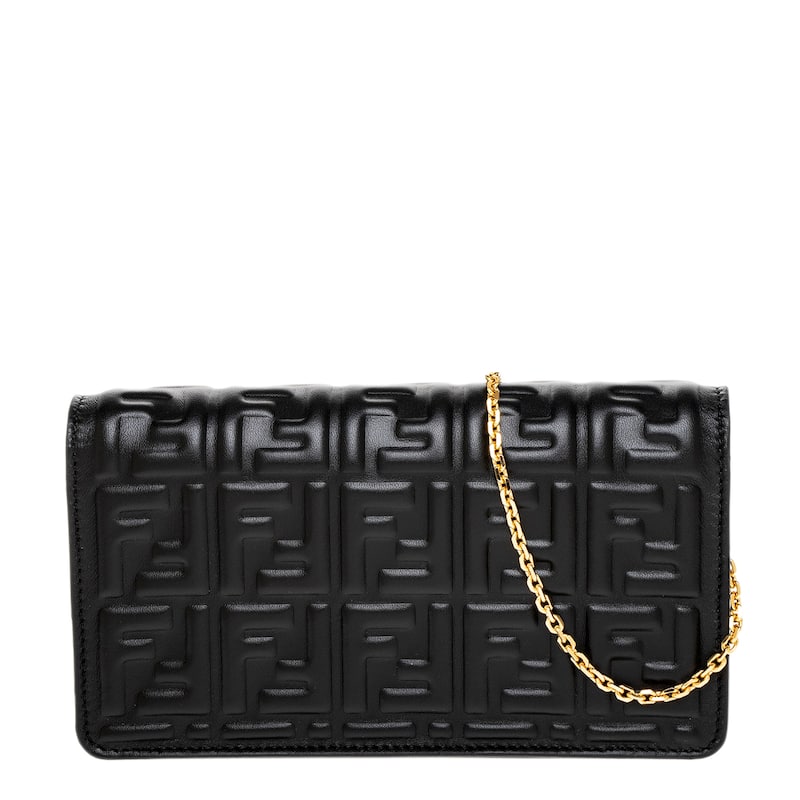 Fendi Baguette Wallet On Chain in Nappa Leather