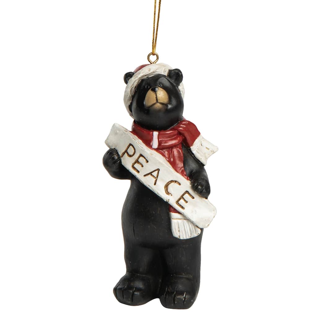 Transpac Resin 5.75 in. Multicolored Christmas Rustic Bear Ornament