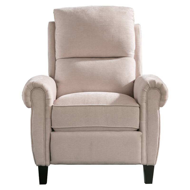 Chenille Upholstered Push Back Recliner with Solid Footrest